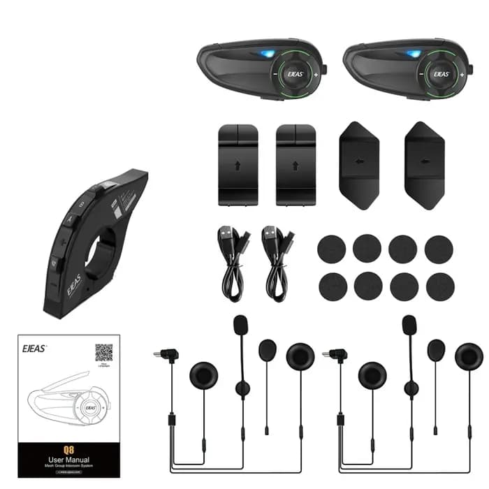 1/2 pièces EJEAS Q8 casque de moto maille 3.0 Interphone Bluetooth5.1 pour 6 coureurs 1200M