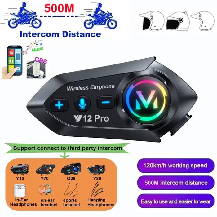 Intercom pour casque de moto 1/2x Y20 Pro
