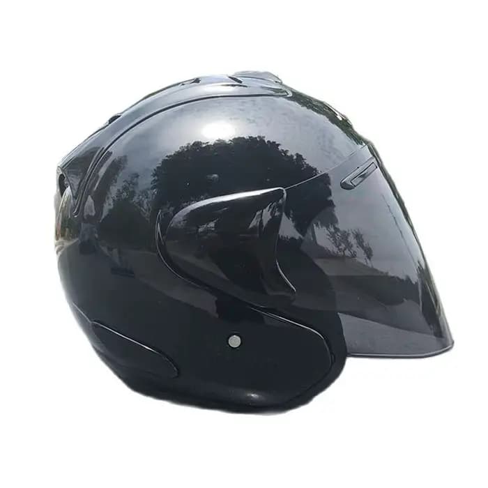 Hommes et dames demi-casque visage ouvert Casque noir brillant