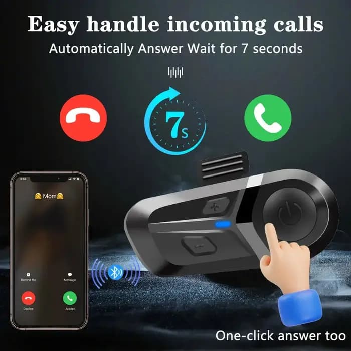 Casque audio pour moto mains libres Bluetooth 5.3, casque de moto étanche, écouteurs sans fil