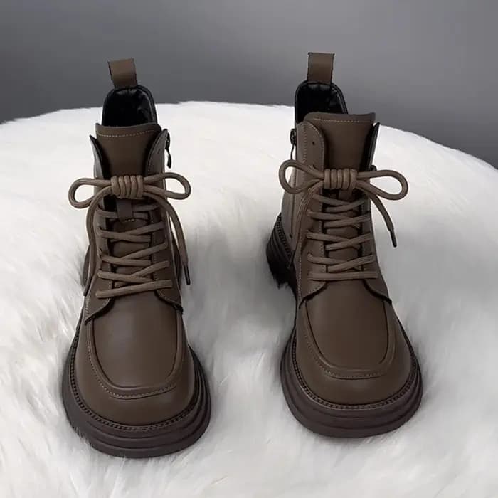 Bottines de moto pour femmes, chaussures populaires en peluche, chaudes, montantes, courtes, plateforme imperméable, pour l'extérieur, automne et hiver