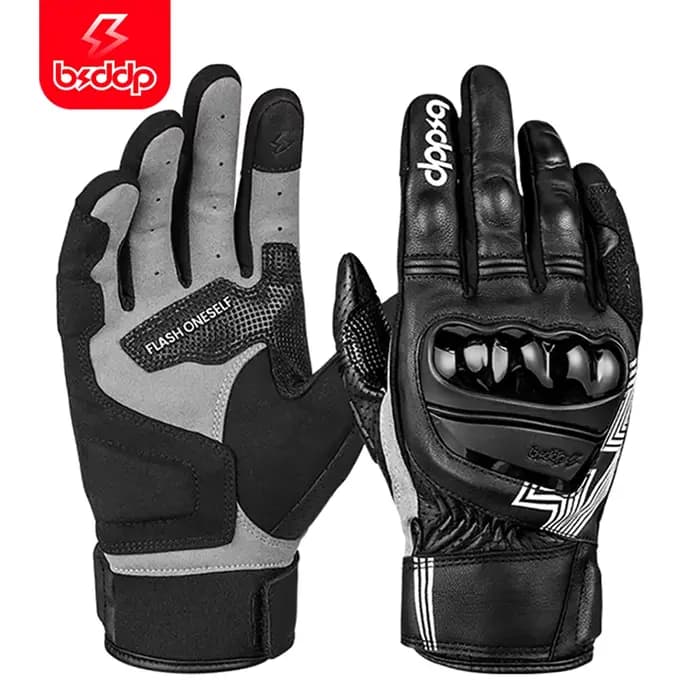 BSDDP-Gants de moto en cuir véritable TPU pour hommes et femmes, anti-chute, moto, vélo, extérieur,