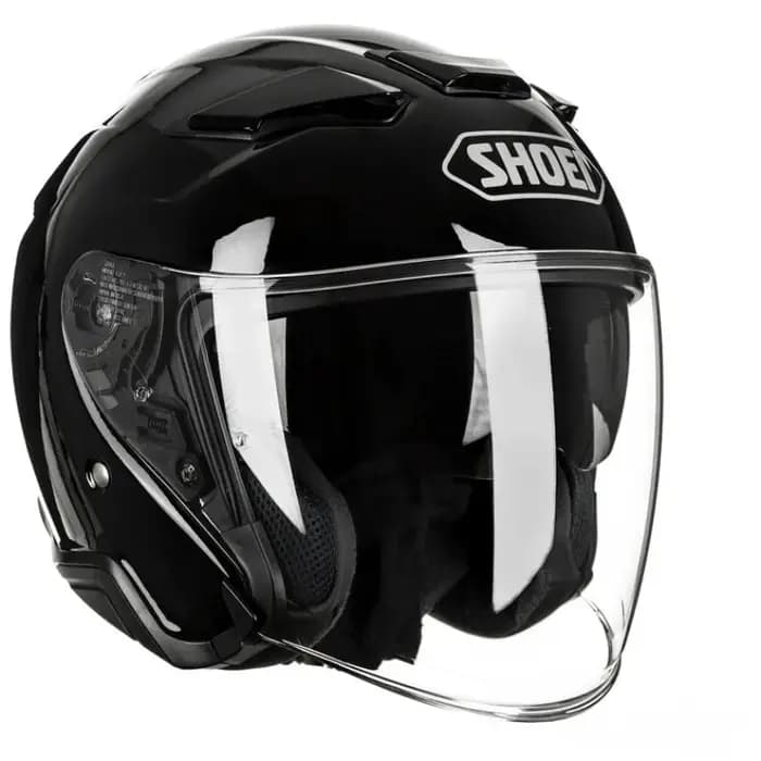 Casque Jet Shoei J-Cruise II Noir Brillant 3/4 Ouvert pour Hommes et Femmes, Double Visière, Rétro, Scooter, Moto, Demi-Casque