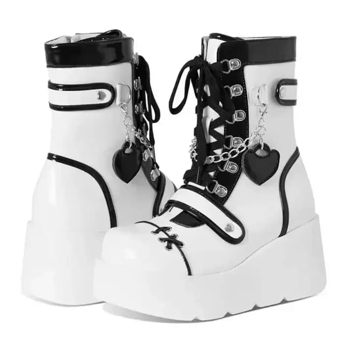 Femmes Punk gothique moto bottes automne nouvelle plate-forme gros talon haut bottine dames Cool coin femme noir femme chaussures