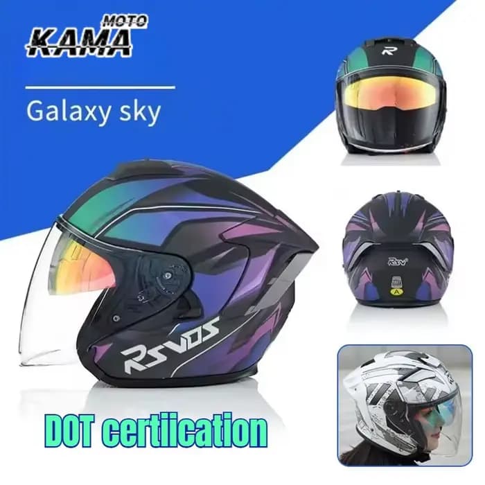 RSV 839 casque de moto demi-casques pour hommes et femmes rétro croisière double lentille Scooter 3/4 casques équitation casco de motocicleta