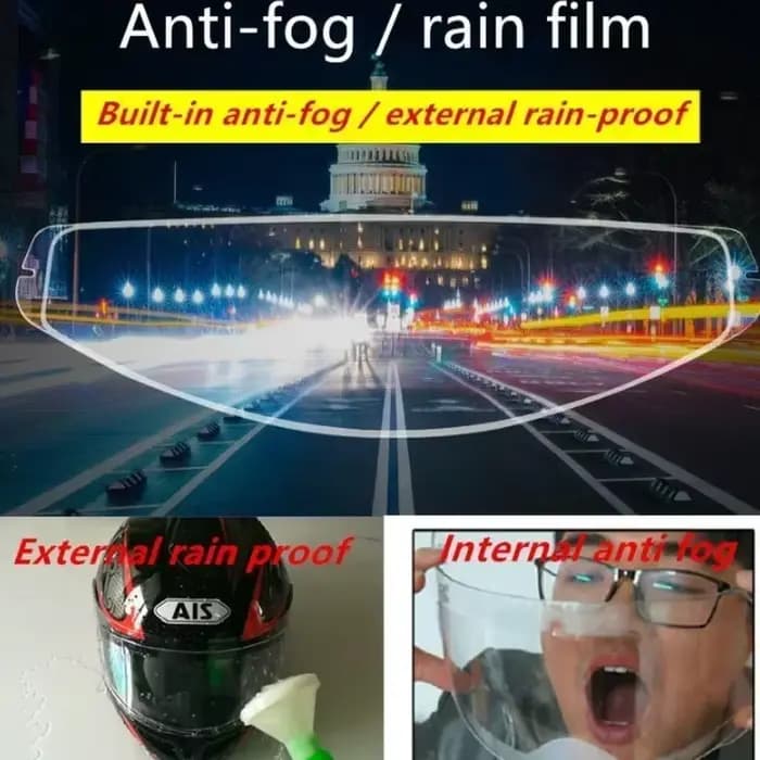 Film Anti-buée imperméable pour casque de moto