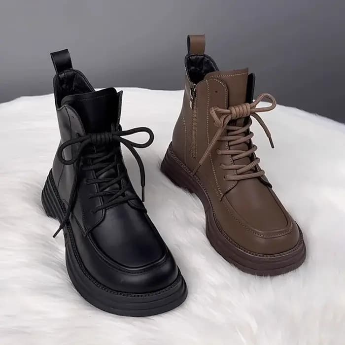 Bottines de moto pour femmes, chaussures populaires en peluche, chaudes, montantes, courtes, plateforme imperméable, pour l'extérieur, automne et hiver