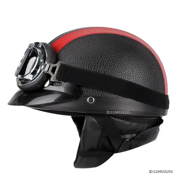 Casque Demi-Coque Vintage en Cuir pour Moto