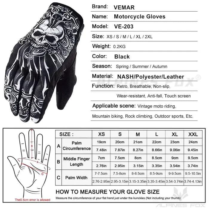 Gants de moto vintage pour hommes