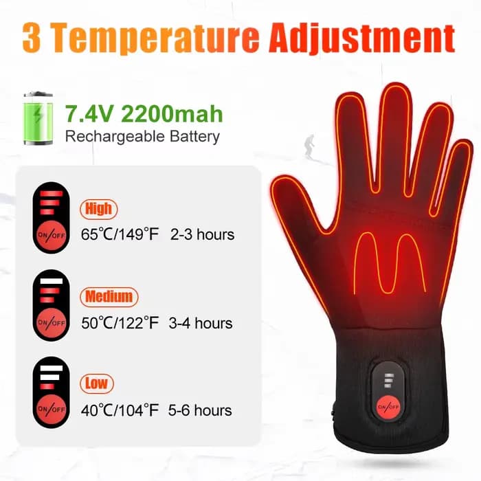 Gants de moto thermiques rechargeables pour hommes et femmes