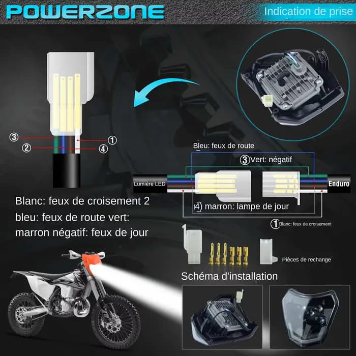 Moto phare LED phare phare Supermoto carénage pour KTM EXC SXF MX Dirt Bike Enduro phare LED