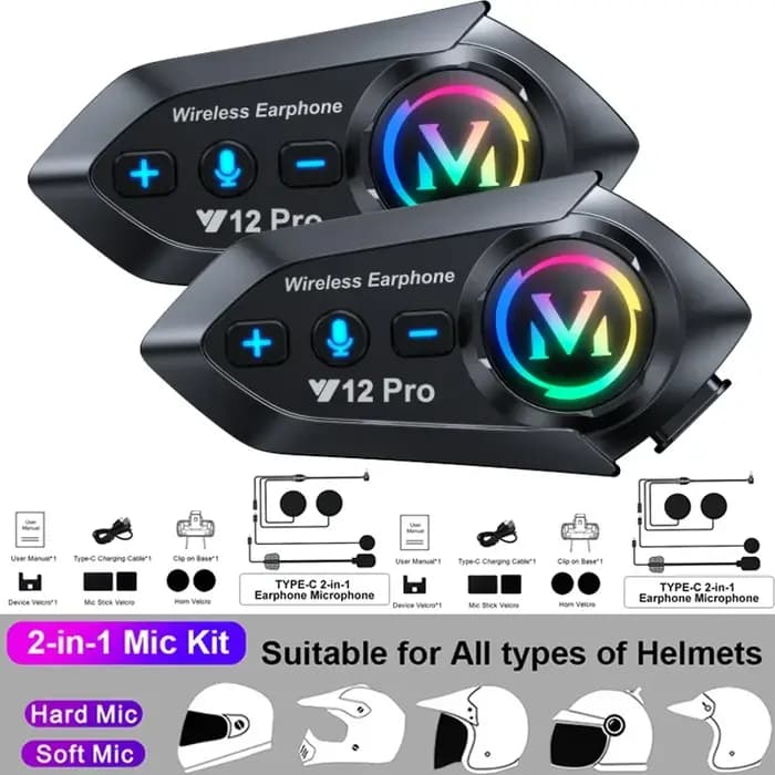 1/2x Interphone de musique Bluetooth 5.3 casque de moto