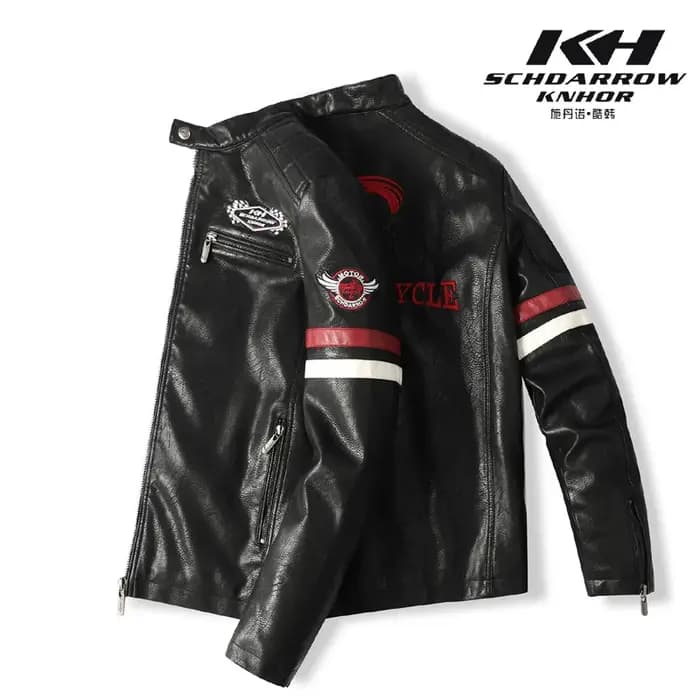Blouson en cuir de course moto pour homme, blouson brodé assorti, blouson punk rock, pour hommes d'affaires automne et hiver