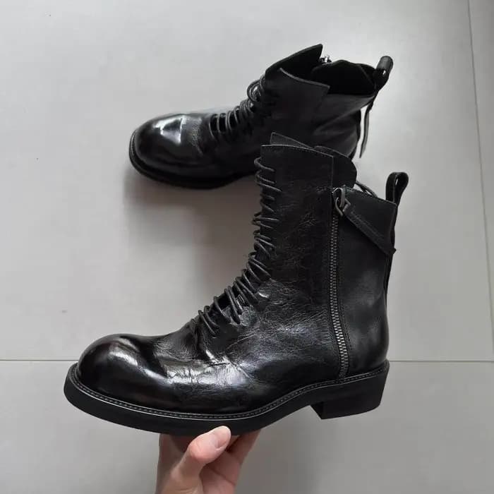 Bottes de moto style britannique pour hommes, bottines en cuir véritable faites à la main, chaussures de loisirs vintage, chaussures de fête à semelle épaisse pour hommes