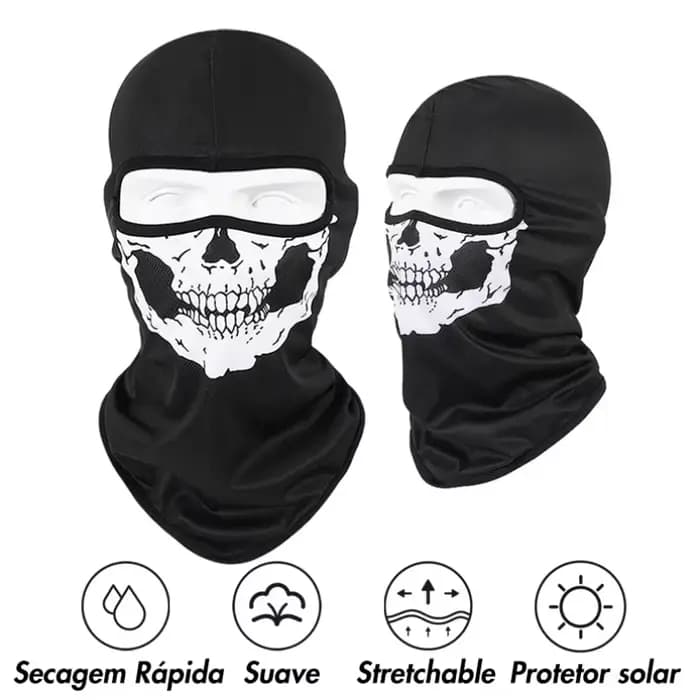 Cagoule de vélo masque complet imprimé crâne moto