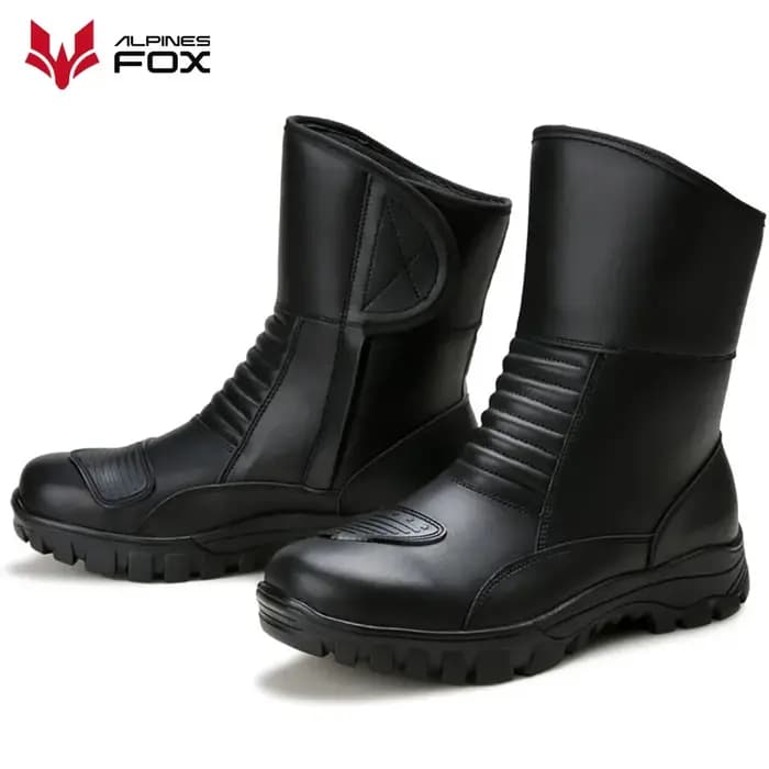 Bottes de moto en cuir imperméables pour hommes