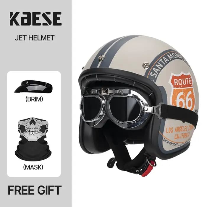 AgreESE-Casque de moto vintage approuvé par le DOT