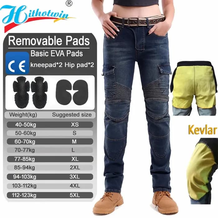 Kevlar Jeans de moto pour femme Pantalon d'équitation en aramide Protection de sécurité