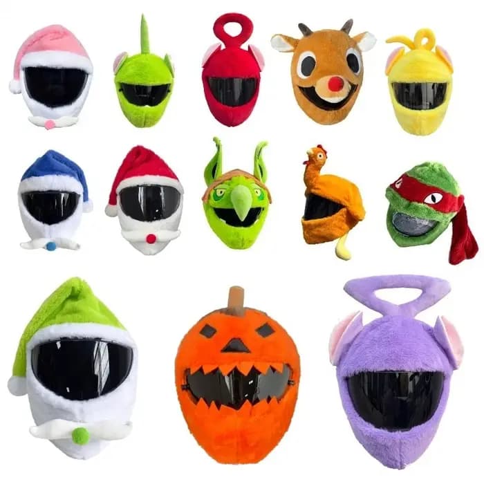 Housse de casque en peluche, personnage amusant, pour casque de moto intégral, housse décorative pour costume, accessoires de conduite