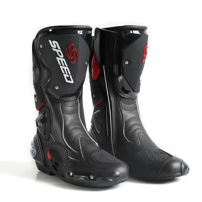 Bottes de moto pour hommes en cuir microfibre, bottes de course, bottes hautes pour motocross, bottes de moto