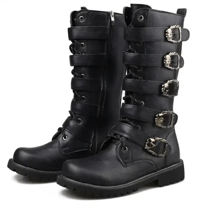 Bottes de moto en cuir pour hommes grande taille