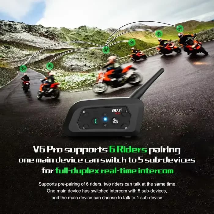 EJEAS V6 PRO + Bluetooth casque de moto Interphone