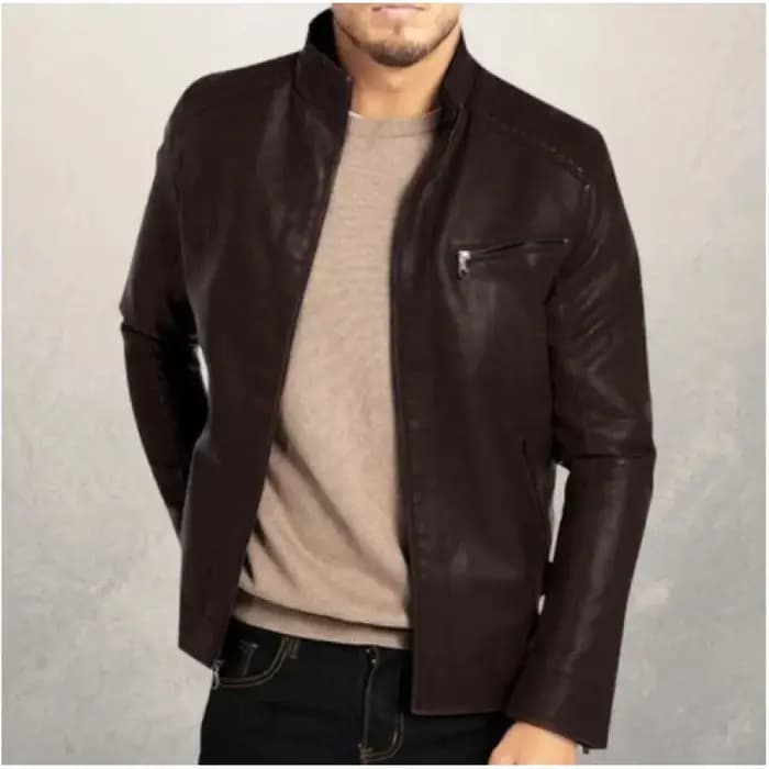 Veste en cuir PU pour hommes