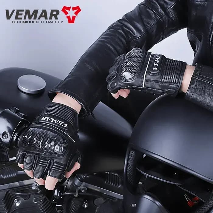 Demi-Doigt Vemar VE-206 D'été Sans Doigts Moto Gants En Cuir Cyclisme IsotVintage Luvas Motocross Hommes Femmes Moto Gants