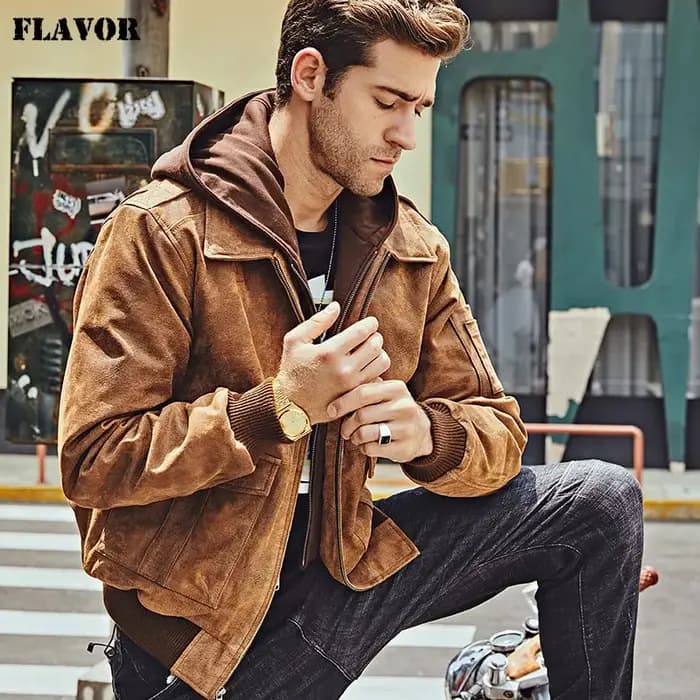 FLAVOR-Blouson aviateur en cuir véritable pour homme, manteau d'hiver chaud, capuche perfectionnée, Air Forca happator, nouveau