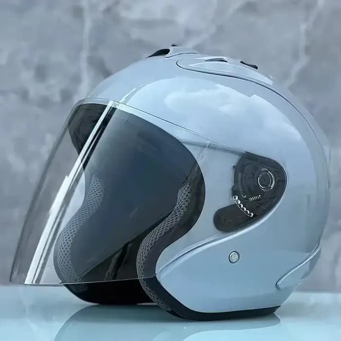 Demi-casque de moto tout-terrain gris brillant Ram4 pour hommes et femmes, casque d'été pour la cour