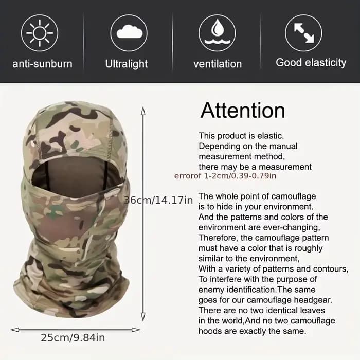 Cagoule tactique coupe-vent pour vélo