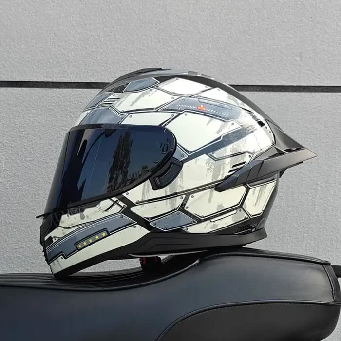 Casque de moto, casque intégral à double lentille pour hommes et femmes, voiture de sport de moto, casque intégral toutes saisons