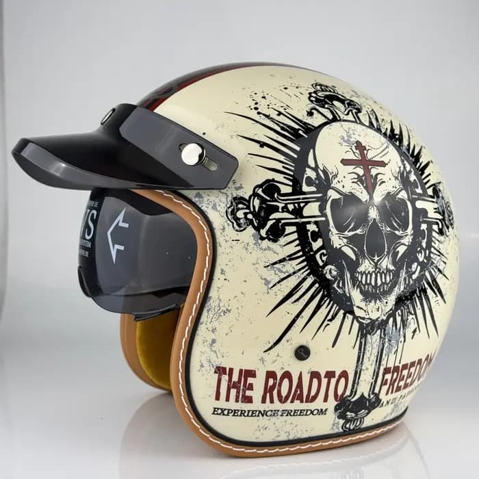 Casque de moto VGV à face ouverte 3/4 pour moto tout-terrain