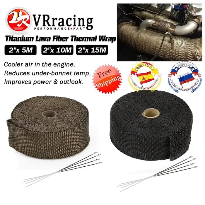 Rouleau d'isolation thermique pour collecteur d'échappement de moto, 5M/10M/15M, résistant avec atta