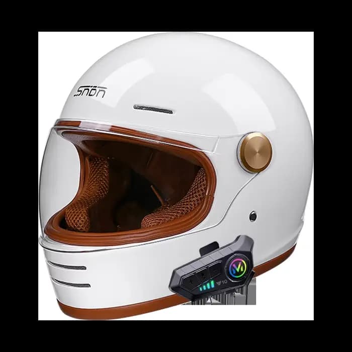 Casque de moto intégral rétro avec Bluetooth