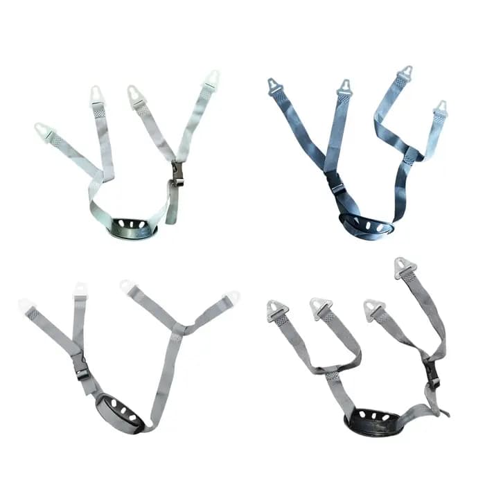 Sangle de menton réglable pour casque avec boucle à dégagement rapide et profilée pour casques de chantier, de moto et de football.