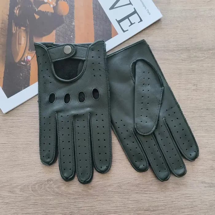 Nouveaux gants en cuir pour hommes mince sans lignes creux respirant protection solaire en plein air équitation et