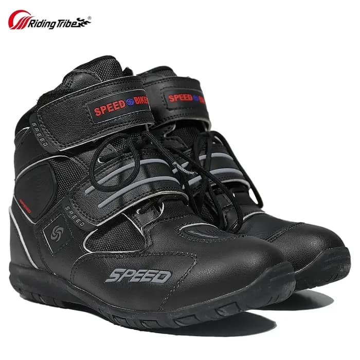 Bottes de course de motocross tout-terrain pour hommes, chaussures d'équitation de moto, cuir microc