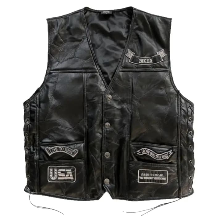 Veste de moto vintage pour homme en cuir véritable