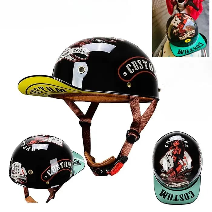 Casque de moto rétro vintage antichoc pour voiture électrique