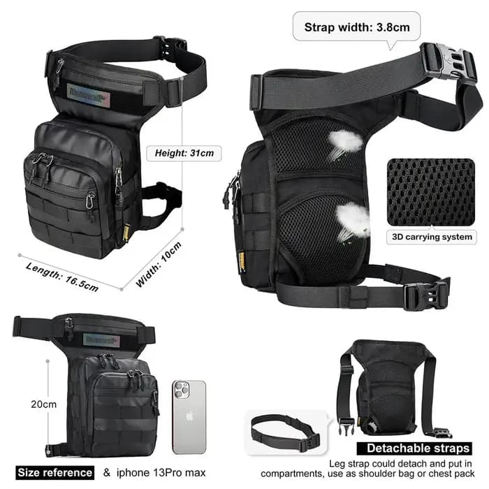 Rhinowalk moto goutte jambe sac cuisse ceinture taille sac multifonction