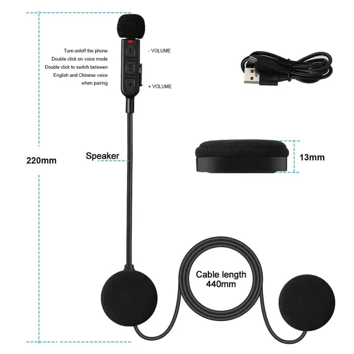 Casque de moto sans fil Bluetooth 5.3