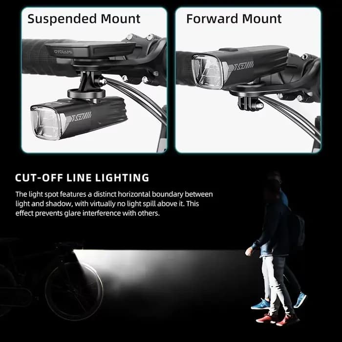 CYCLAMI X7 lumières phares intelligents USB Rechargeable route VTT feu avant 1000 Lum batterie remplaçable Gopro montabl