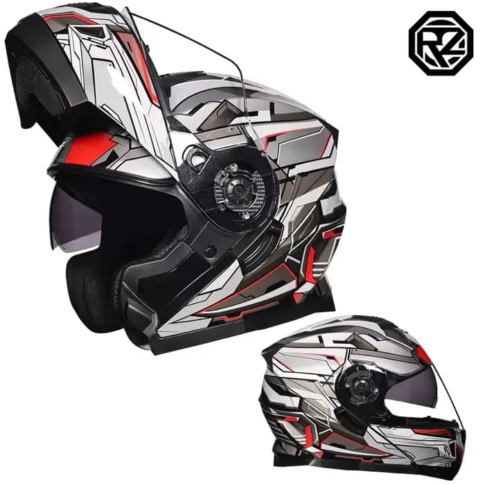 Casque de moto à double lentille