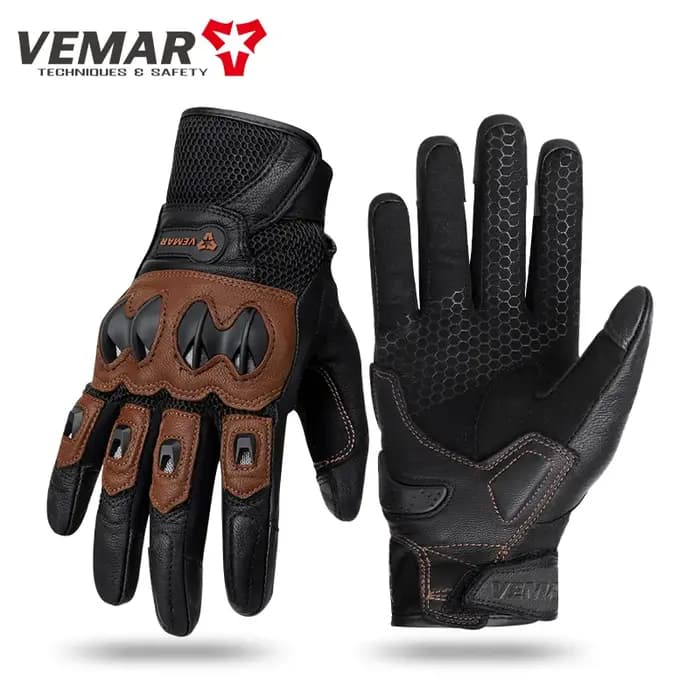 Gants de moto vintage en cuir de chèvre avec maille respirante, style rétro, pour homme et femme, pour moto et motocross
