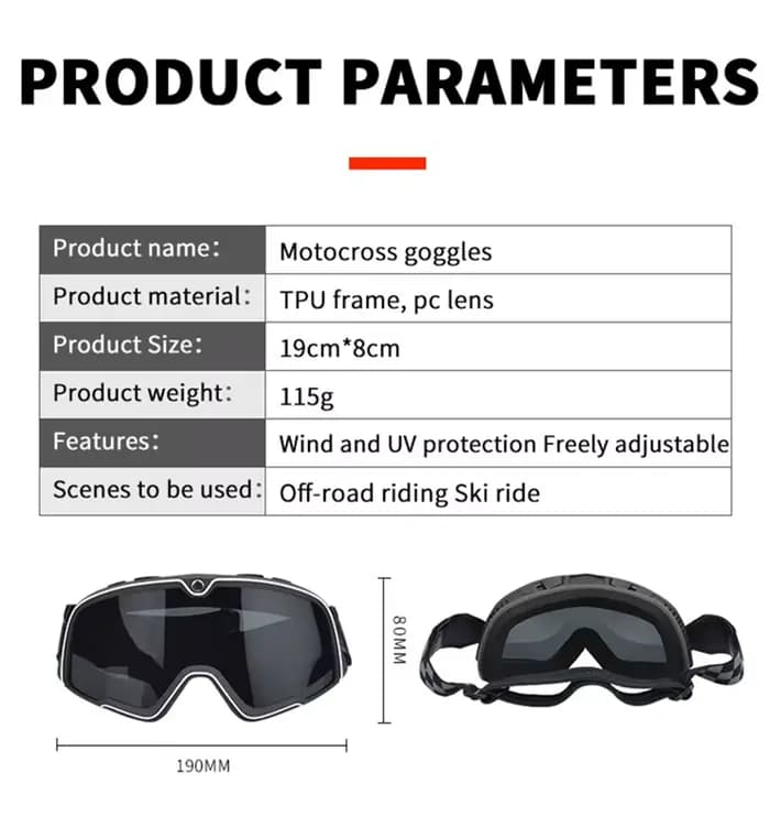 Lunettes anti-poussière pour Moto