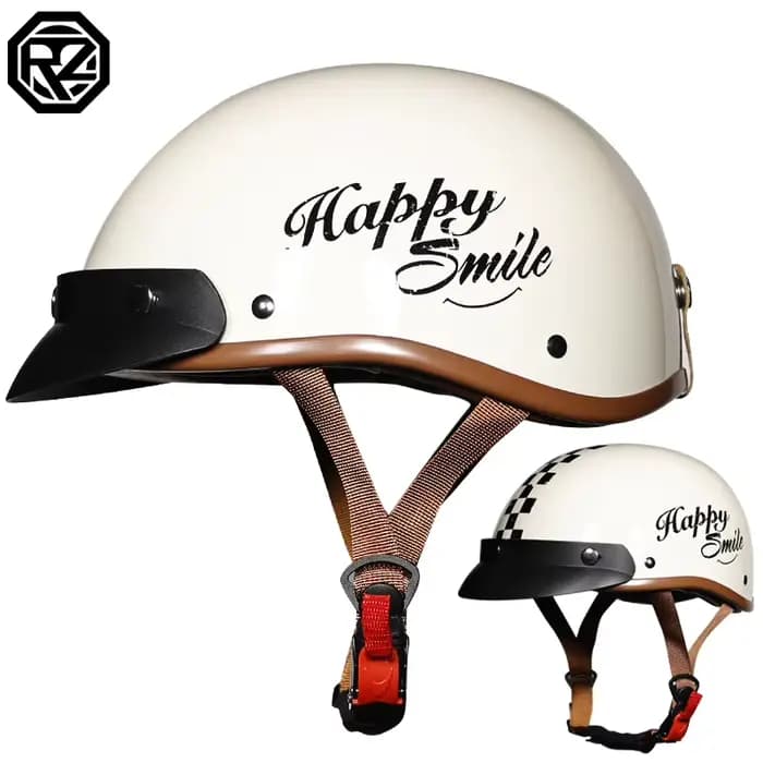 VOSS vintage moto rcycle casque rétro scooter demi-casque avec visière d'objectif intégrée