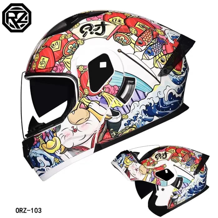 103-Casque de moto avec visage exposé