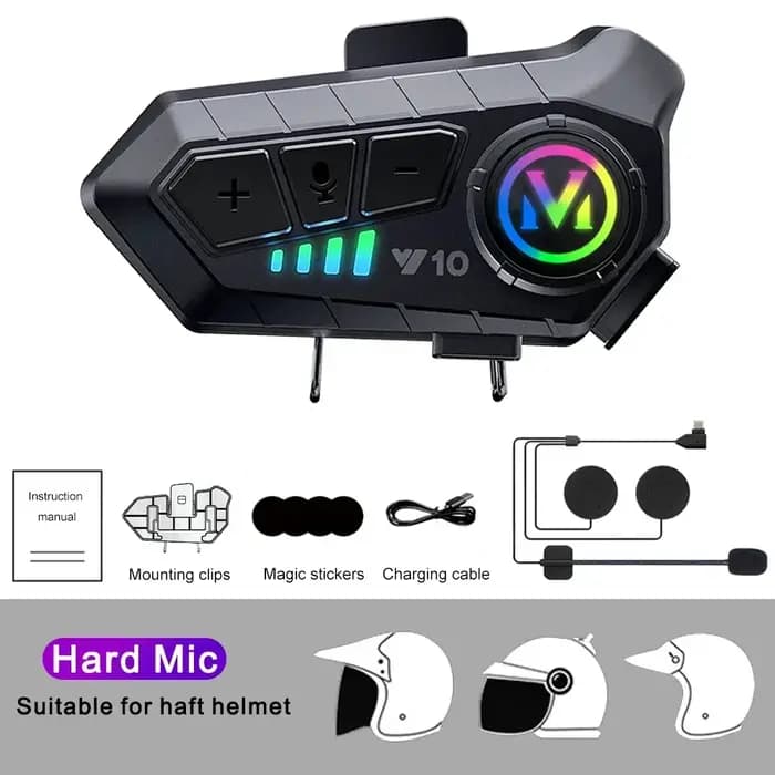 Casque de moto Y10, intercomunicateur, casque de moto 5.3, commande vocale, casque sans fil pour moto, communication mains libres, étanche