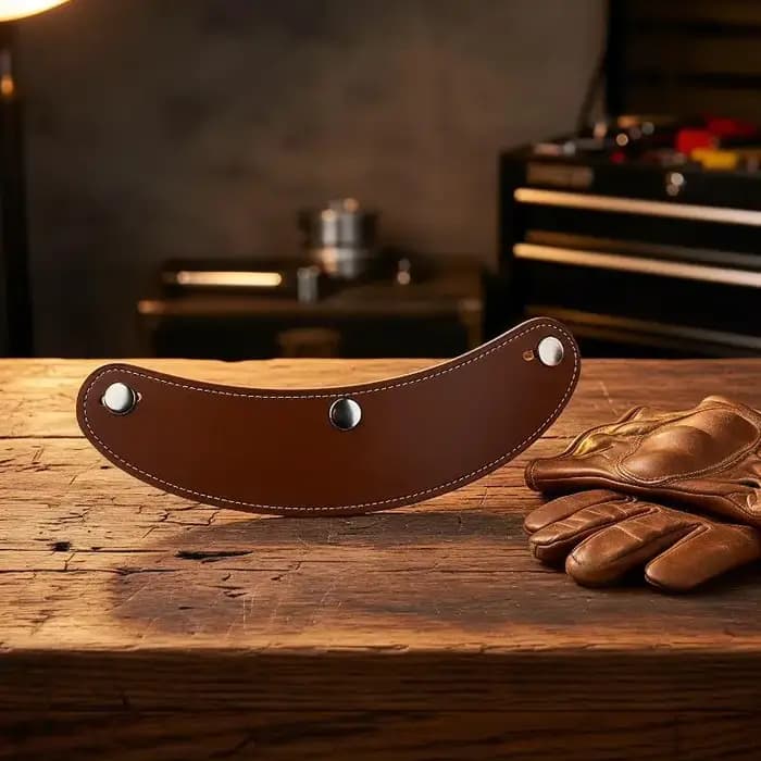 Visière de casque rétro à 3 broches en cuir amovible pour scooter, moto, casque de moto, pare-brise rabattable, protection contre la pluie et le soleil.
